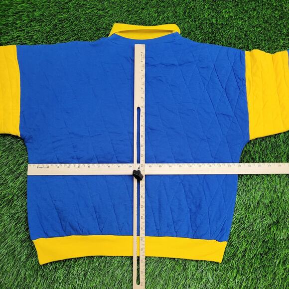 Vintage 80s MOD Quilted Sweatshirt Womens Small 21x21 Collard - Picture 4 of 10